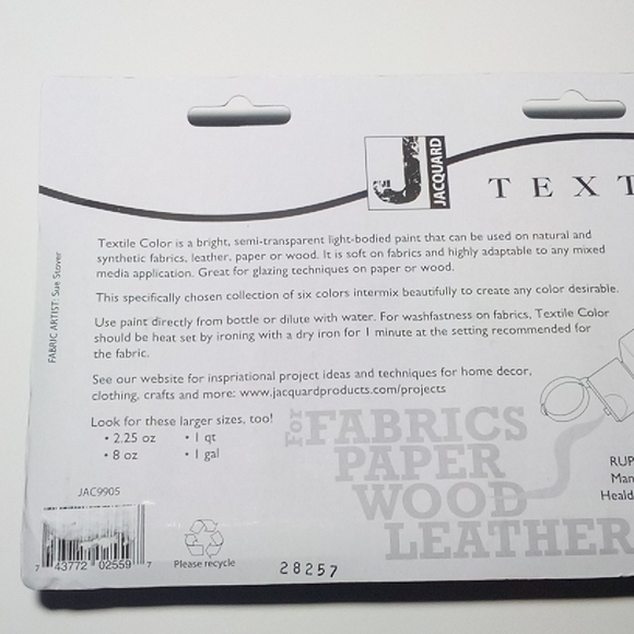 8 Jacquard Textile Color 6 Color Paint Set JAQ9905 Discontinued *Drying out* - Picture 6 of 8